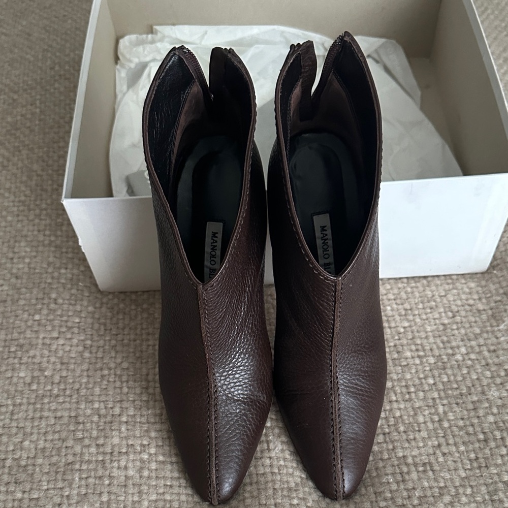 Mango Dark Brown Textured Ankle Boots